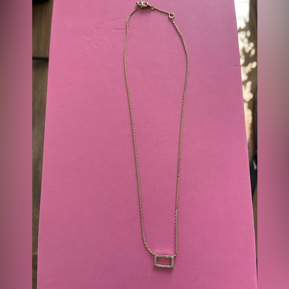 gold coloured square & moon necklace